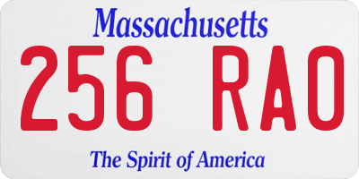 MA license plate 256RA0