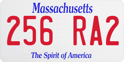 MA license plate 256RA2