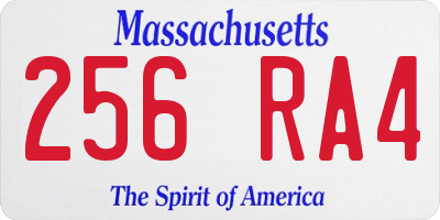 MA license plate 256RA4