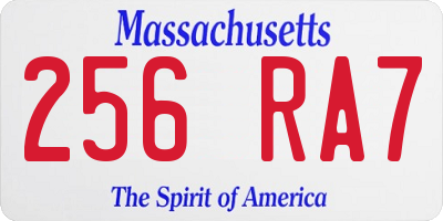 MA license plate 256RA7