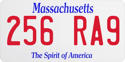 MA license plate 256RA9