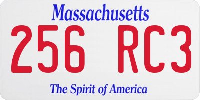 MA license plate 256RC3