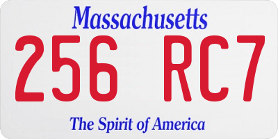 MA license plate 256RC7