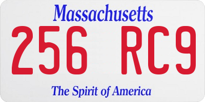 MA license plate 256RC9