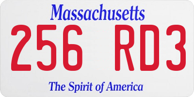 MA license plate 256RD3