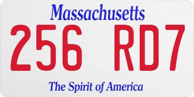 MA license plate 256RD7