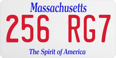 MA license plate 256RG7