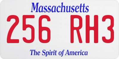 MA license plate 256RH3