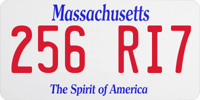 MA license plate 256RI7