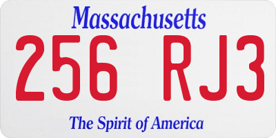 MA license plate 256RJ3