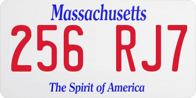 MA license plate 256RJ7
