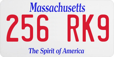 MA license plate 256RK9
