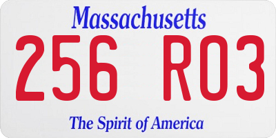 MA license plate 256RO3