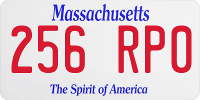 MA license plate 256RP0