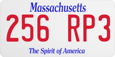 MA license plate 256RP3