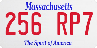 MA license plate 256RP7