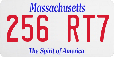 MA license plate 256RT7