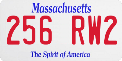 MA license plate 256RW2