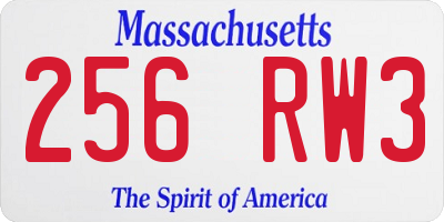 MA license plate 256RW3