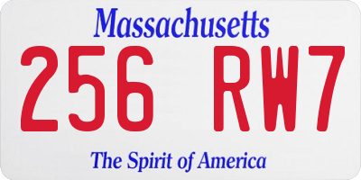 MA license plate 256RW7