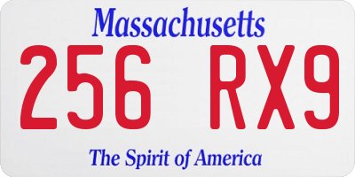 MA license plate 256RX9