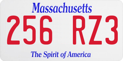 MA license plate 256RZ3