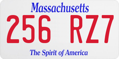 MA license plate 256RZ7