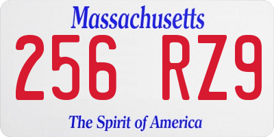 MA license plate 256RZ9