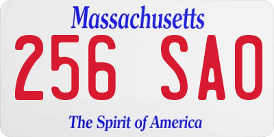 MA license plate 256SA0