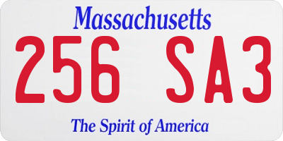 MA license plate 256SA3