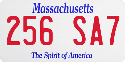 MA license plate 256SA7