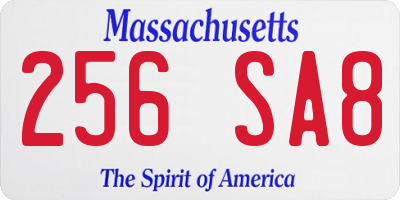 MA license plate 256SA8