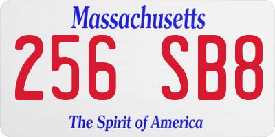 MA license plate 256SB8