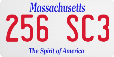 MA license plate 256SC3