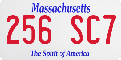 MA license plate 256SC7