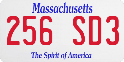 MA license plate 256SD3