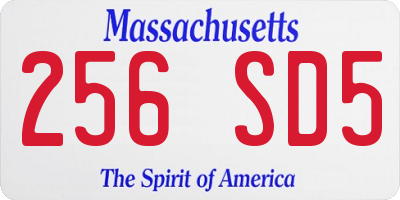 MA license plate 256SD5