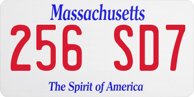 MA license plate 256SD7