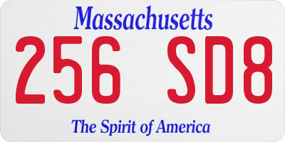 MA license plate 256SD8