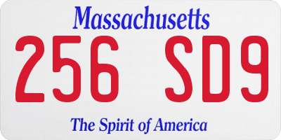 MA license plate 256SD9