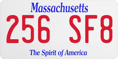 MA license plate 256SF8