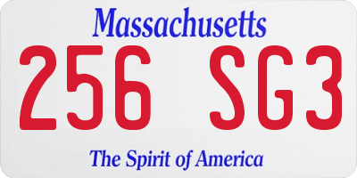 MA license plate 256SG3