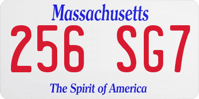 MA license plate 256SG7