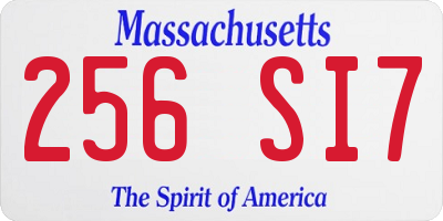 MA license plate 256SI7