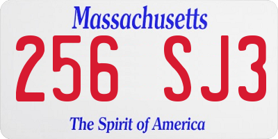 MA license plate 256SJ3