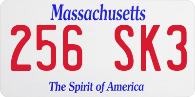 MA license plate 256SK3
