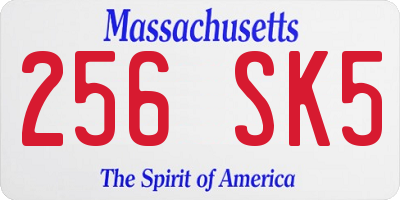 MA license plate 256SK5