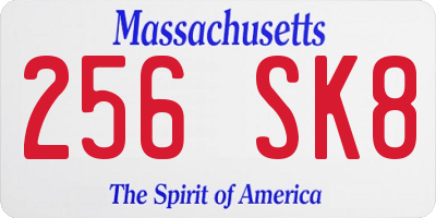 MA license plate 256SK8