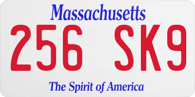 MA license plate 256SK9