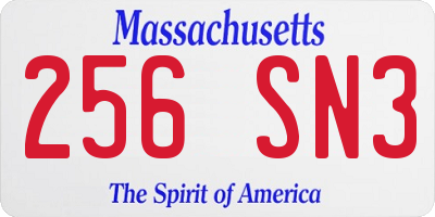 MA license plate 256SN3